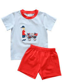 Boys Wagon of Wonders Short Set in Red & Blue