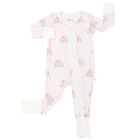 Girls Gingerbread Cottage Double Zipper Romper