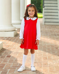 Holiday Bow Dress Set in Red