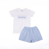 Big Brother Smocked Matching Short Set in Blue Gingham