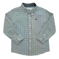 Boys Long-Sleeve Dress Shirt in Green, Navy, Brown by Southbound