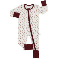 Boys Maroon Bulldog Zipper Romper