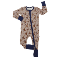 Boys Navy Pheasant Zipper Romper by Hamner Hill