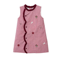Claire Maroon & White Bulldog Scallop Dress by Krewe Kids