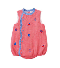 Claire Red & Powder Blue Colonel Scallop Bubble by Krewe Kids