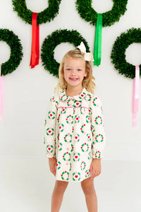 Long Sleeve Tabitha's Teacher's Pet Dress in Rollins Wreaths
