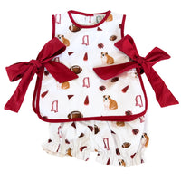 Girls Maroon & White Bulldog Tie Bloomer Set
