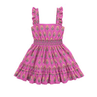 Clancy Girls Purple Ruffled Sundress by Yellow Lovebirds