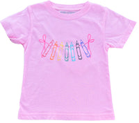 Girls Pink Crayons & Bows Short-Sleeve T-Shirt