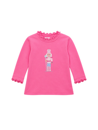 Girls Pink Nutcracker Ruffle Neck Long-Sleeve Shirt by Squiggles