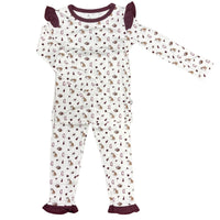 Girls Ruffle Maroon Bulldog Loungewear Set