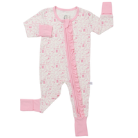 Girls Ruffle Wild West Pink Zipper Romper by Hamner Hill
