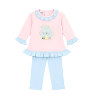 Girls Snowy Who House Pink & Blue Legging Set by Squiggles