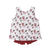 Girls Varsity Maroon & White Blaire Bow-Back Set