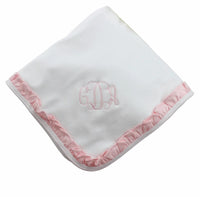 Lily White & Pink Receiving Blanket