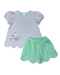Girls Off To School Scalloped Short Set by Whimsy Bay Kids