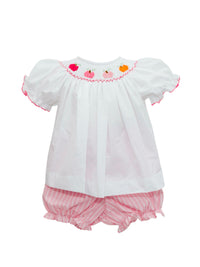 Pink Stripe Pumpkin Bishop Smock Bloomer Set