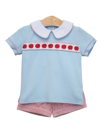 Boys Apple Ribbon Banded Matching Short Set