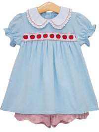 Girls Apple Ribbon Matching Short Set