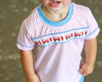 Sound The Alarm Banded Short Set in Red & Blue