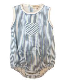 Boys Spring Striped Romper in Blue