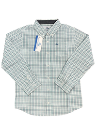 Boys Long Sleeve Dress Shirt in Green & Blue