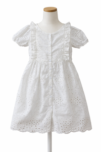 Girls White Floral Eyelet Dress