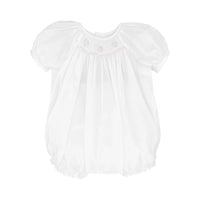 White Embroidered Bubble with Novelty Smocking & Pearls