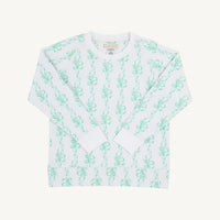 Girls Cassidy Comfy Crewneck in Befitting Bows & Worth Avenue White