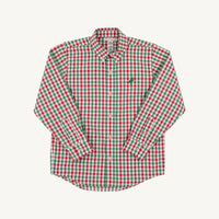 T.B.B.C Gingham Dean's List Dress Shirt (Richmond Red & Kiawah Kelly Green Gingham)