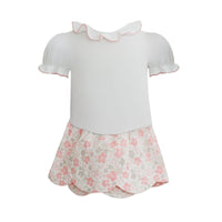 Madeline Ditsy Peach Floral Skirt Set