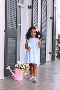 Meredith Gingham Dress in Light Blue & Pink