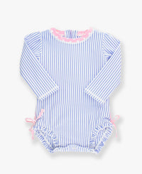 Seersucker Long Sleeve Rash Guard One Piece